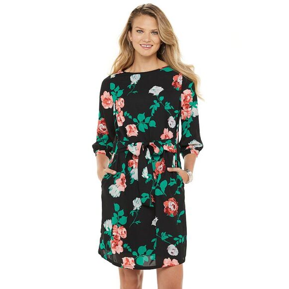 Apt. 9 Dresses & Skirts - Women's Apt. 9® Floral Belted Boatneck Dress Size 2X